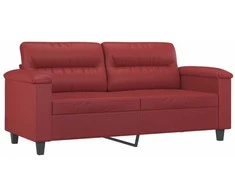 Sofa Sofos komplektas su pagalvėlėmis, 2 dalių, vyno, dirbtinė oda