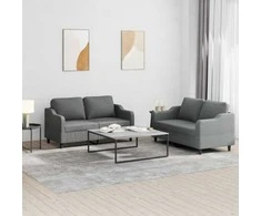 Sofa Sofos komplektas su pagalvėlėmis, 2 dalių, pilkas, audinys