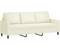 Sofa Sofos komplektas su pagalvėlėmis, 2 dalių, kreminis, aksomas