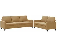 Sofa Sofos komplektas su pagalvėlėmis, 2 dalių, rudas, aksomas
