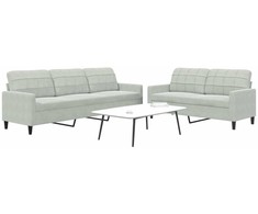 Sofa Sofos komplektas su pagalvėlėmis, 2 dalių, pilkas, aksomas