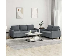 Sofa Sofos komplektas su pagalvėlėmis, 2 dalių, pilkas, aksomas
