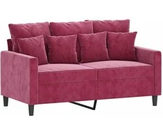 Sofa Sofos komplektas su pagalvėlėmis, 2 dalių, vyno, aksomas