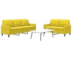 Sofa Sofos komplektas su pagalvėlėmis, 2 dalių, geltonas, aksomas