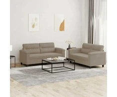 Sofa Sofos komplektas su pagalvėlėmis, 2 dalių, taupe, audinys