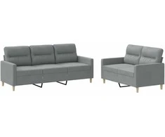 Sofa Sofos komplektas su pagalvėlėmis, 2 dalių, pilkas, audinys