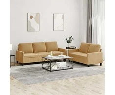 Sofa Sofos komplektas su pagalvėlėmis, 2 dalių, rudas, aksomas