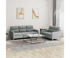 Sofa Sofos komplektas su pagalvėlėmis, 2 dalių, pilkas, audinys
