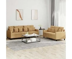 Sofa Sofos komplektas su pagalvėlėmis, 2 dalių, rudas, aksomas