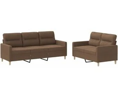 Sofa Sofos komplektas su pagalvėlėmis, 2 dalių, rudas, audinys