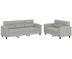 Sofa Sofos komplektas su pagalvėlėmis, 2 dalių, pilkas, audinys