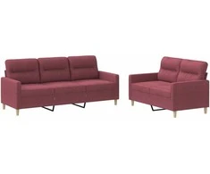 Sofa Sofos komplektas su pagalvėlėmis, 2 dalių, vyno, audinys