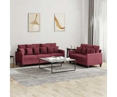 Sofa Sofos komplektas su pagalvėlėmis, 2 dalių, vyno, audinys