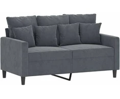 Sofa Sofos komplektas su pagalvėlėmis, 2 dalių, pilkas, aksomas