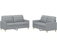 Sofa Sofos komplektas su pagalvėlėmis, 2 dalių, pilkas, audinys