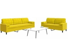Sofa Sofos komplektas su pagalvėlėmis, 2 dalių, geltonas, aksomas