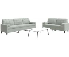 Sofa Sofos komplektas su pagalvėlėmis, 2 dalių, pilkas, aksomas