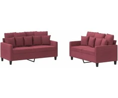 Sofa Sofos komplektas su pagalvėlėmis, 2 dalių, vyno, audinys