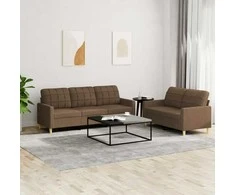 Sofa Sofos komplektas su pagalvėlėmis, 2 dalių, rudas, audinys