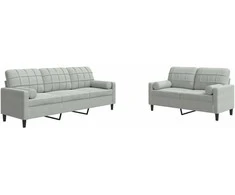 Sofa Sofos komplektas su pagalvėlėmis, 2 dalių, pilkas, aksomas