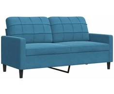 Sofa Sofos komplektas su pagalvėlėmis, 2 dalių, mėlynas, aksomas