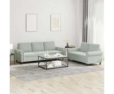 Sofa Sofos komplektas su pagalvėlėmis, 2 dalių, pilkas, aksomas