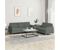 Sofa Sofos komplektas su pagalvėlėmis, 2 dalių, pilkas, audinys