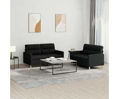Sofa Sofos komplektas su pagalvėlėmis, 2 dalių, juodas, audinys