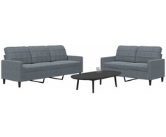 Sofa Sofos komplektas su pagalvėlėmis, 2 dalių, pilkas, aksomas