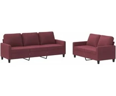 Sofa Sofos komplektas su pagalvėlėmis, 2 dalių, vyno, audinys