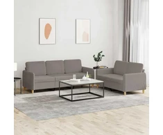 Sofa Sofos komplektas su pagalvėlėmis, 2 dalių, taupe, audinys