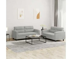 Sofa Sofos komplektas su pagalvėlėmis, 2 dalių, pilkas, audinys