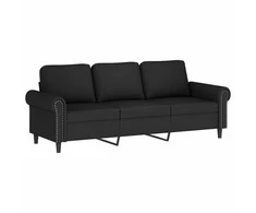 Sofa Sofos komplektas su pagalvėlėmis, 2 dalių, juodas, aksomas
