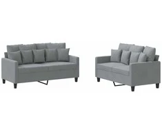 Sofa Sofos komplektas su pagalvėlėmis, 2 dalių, pilkas, audinys