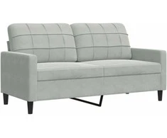 Sofa Sofos komplektas su pagalvėlėmis, 2 dalių, pilkas, aksomas
