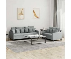 Sofa Sofos komplektas su pagalvėlėmis, 2 dalių, pilkas, audinys