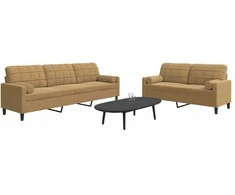 Sofa Sofos komplektas su pagalvėlėmis, 2 dalių, rudas, aksomas