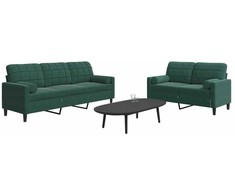 Sofa Sofos komplektas su pagalvėlėmis, 2 dalių, žalias, aksomas