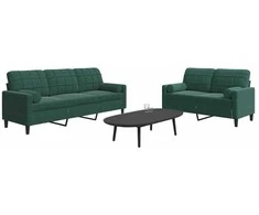 Sofa Sofos komplektas su pagalvėlėmis, 2 dalių, žalias, aksomas