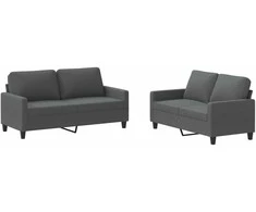 Sofa Sofos komplektas su pagalvėlėmis, 2 dalių, pilkas, audinys