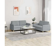 Sofa Sofos komplektas su pagalvėlėmis, 2 dalių, pilkas, audinys
