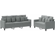 Sofa Sofos komplektas su pagalvėlėmis, 2 dalių, pilkas, audinys