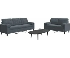Sofa Sofos komplektas su pagalvėlėmis, 2 dalių, pilkas, aksomas