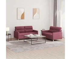 Sofa Sofos komplektas su pagalvėlėmis, 2 dalių, vyno, audinys