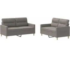 Sofa Sofos komplektas su pagalvėlėmis, 2 dalių, taupe, audinys