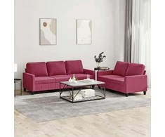 Sofa Sofos komplektas su pagalvėlėmis, 2 dalių, vyno, aksomas
