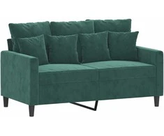 Sofa Sofos komplektas su pagalvėlėmis, 2 dalių, žalias, aksomas
