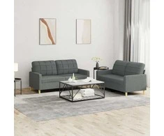 Sofa Sofos komplektas su pagalvėlėmis, 2 dalių, pilkas, audinys