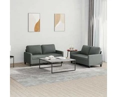 Sofa Sofos komplektas su pagalvėlėmis, 2 dalių, pilkas, audinys