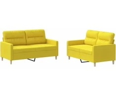 Sofa Sofos komplektas su pagalvėlėmis, 2 dalių, geltonas, audinys